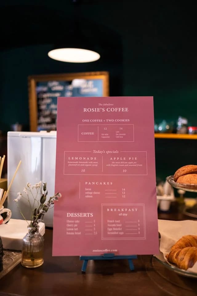 Menú de restaurante organizado por secciones estratégicas