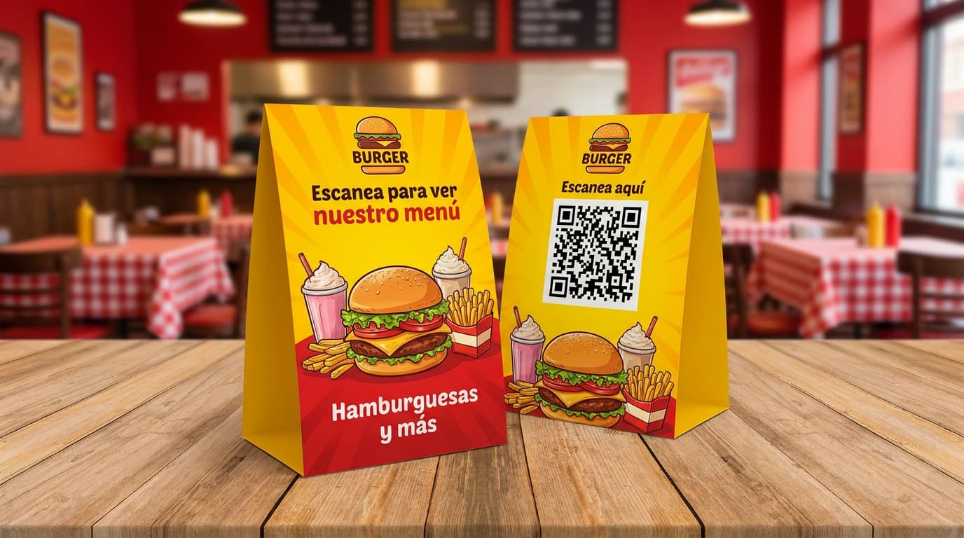 Exhibidores de menú QR para mesas de restaurante
