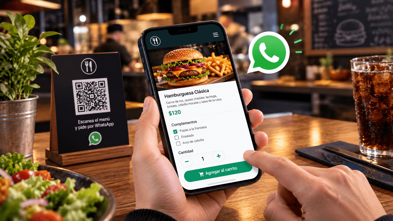 Pedidos por WhatsApp para restaurante con menú digital interactivo